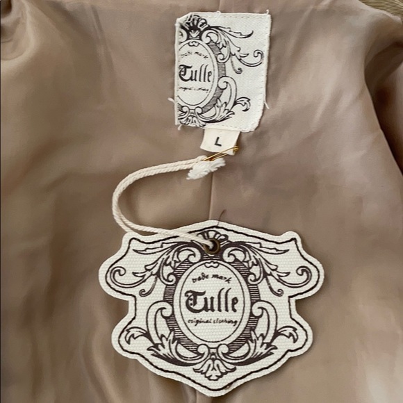 Anthropologie Tulle Double breasted Cape Jacket Khaki - Picture 8 of 9